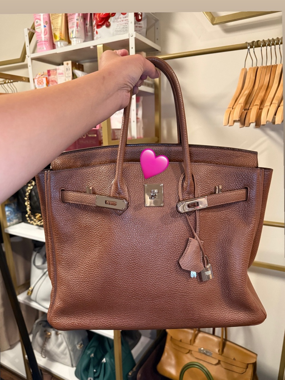 Women's Brown Leather Structured Tote Bag